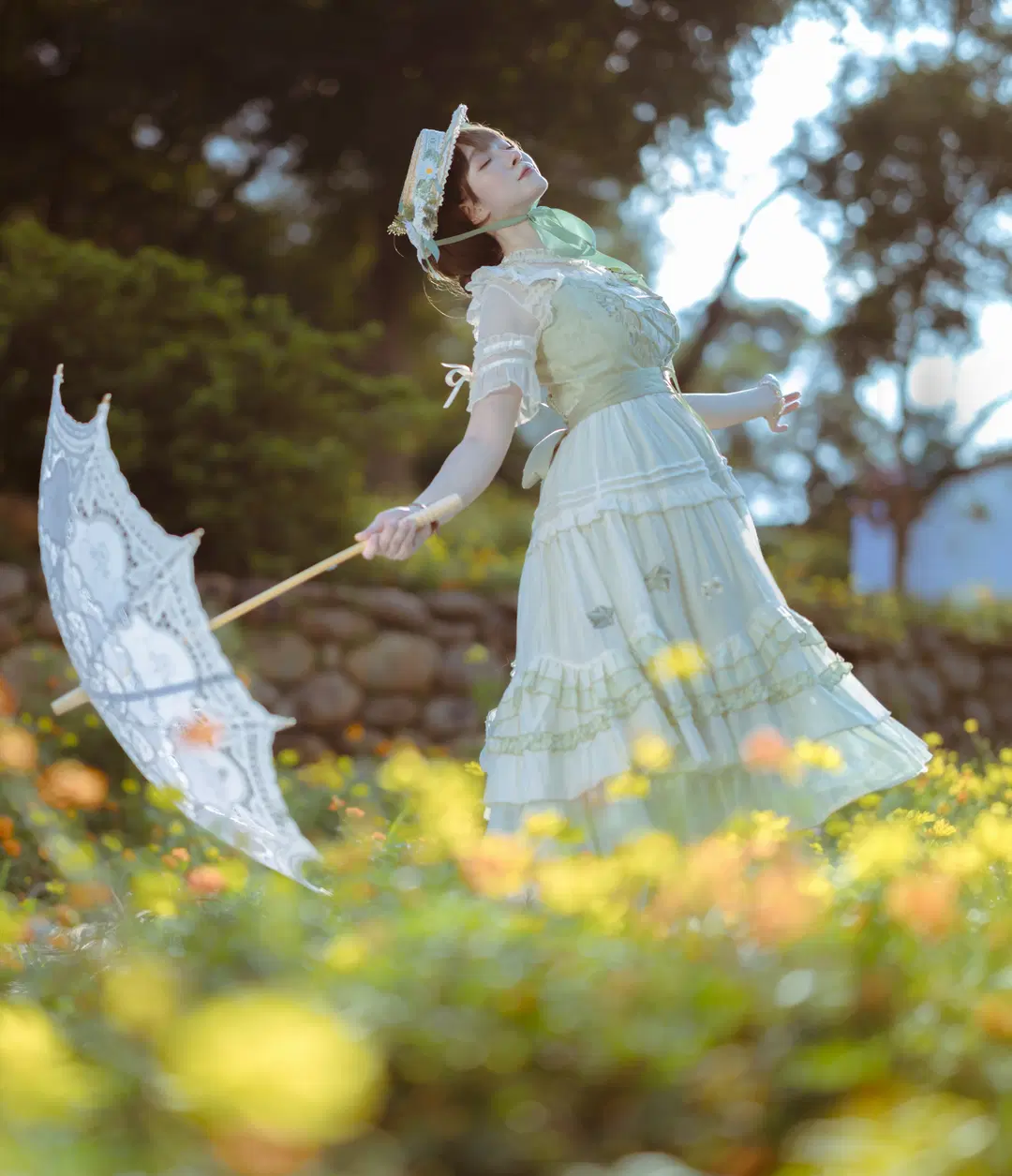 French oil painting girl Styling on a Summer Meadow: A French retro Lolita fashion Story by 薇璦熙_迪 - Image 9