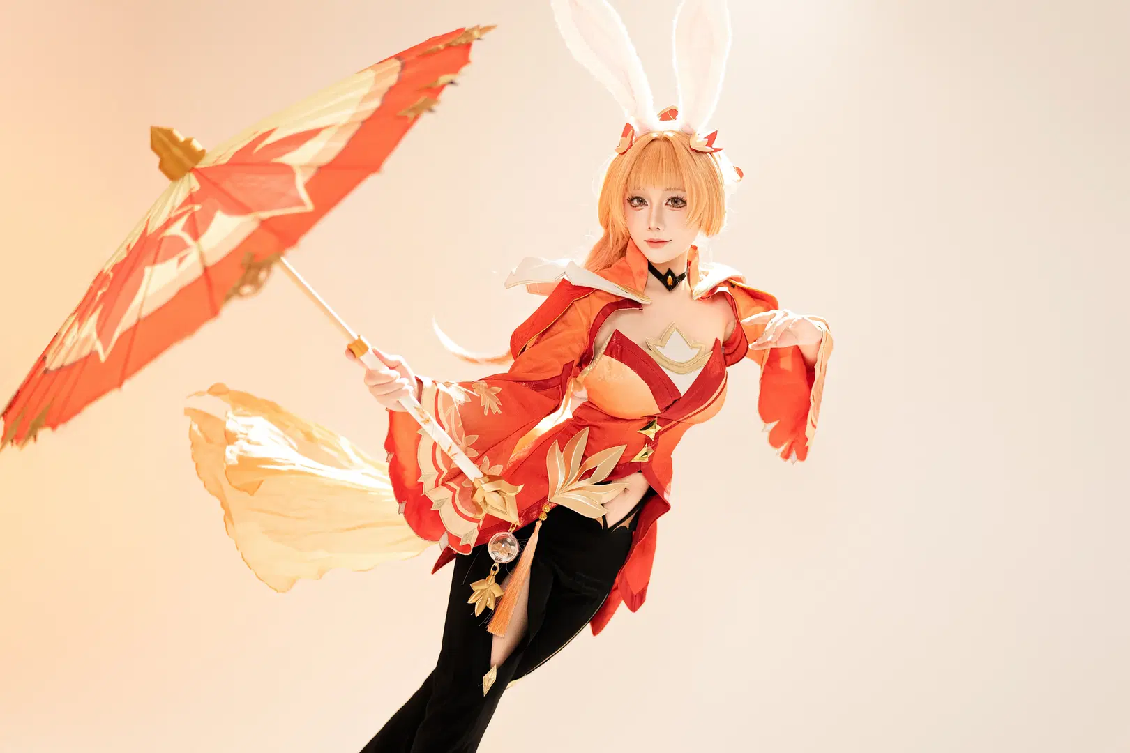 Honor of Kings, Gongsun Li Cosplay, Bunny ears, Black stockings, Default skin