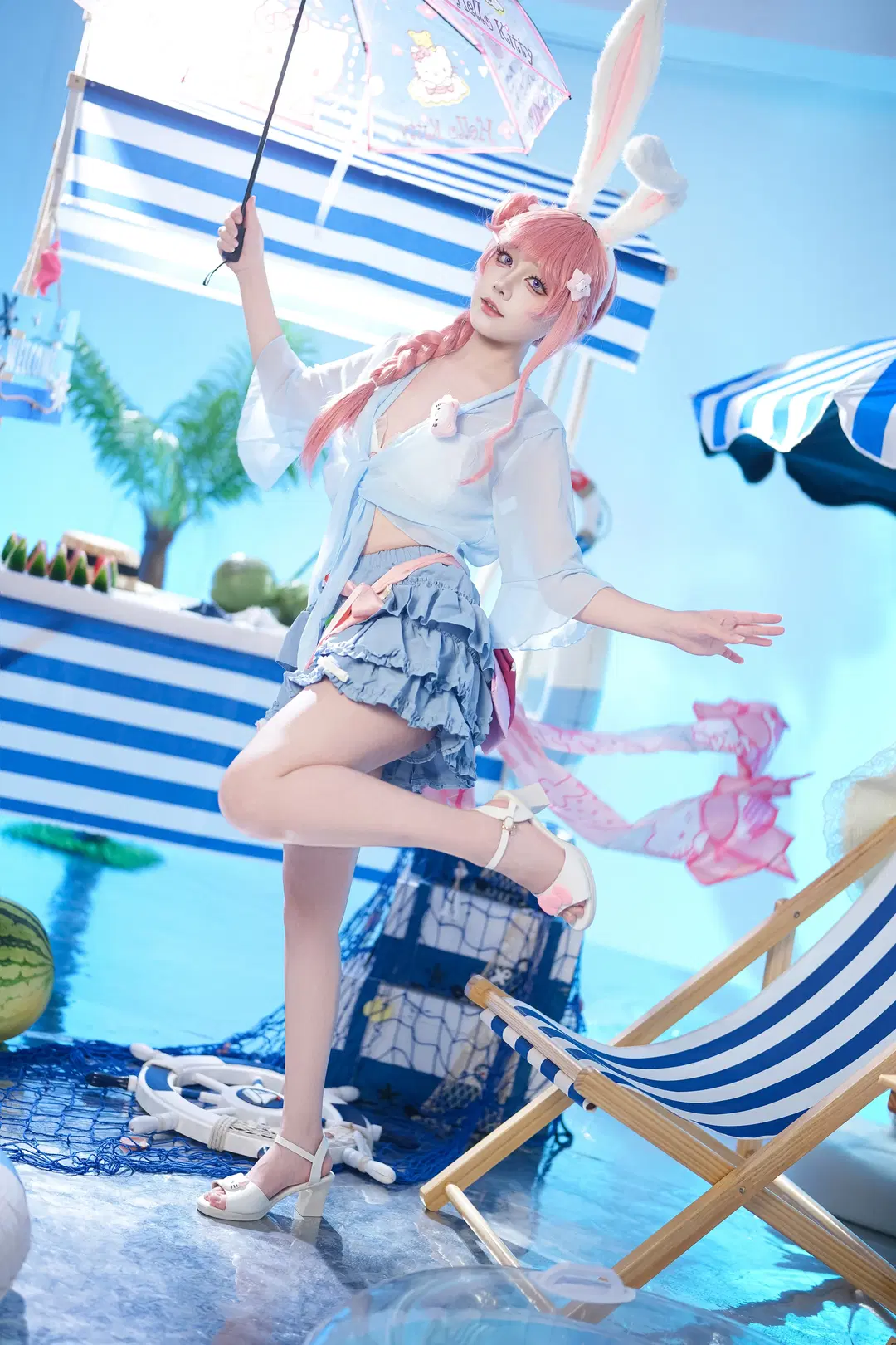 Honor of Kings, Gongsun Li Cosplay, Bunny girl, Summer beach cosplay, Self-coordinated outfit
