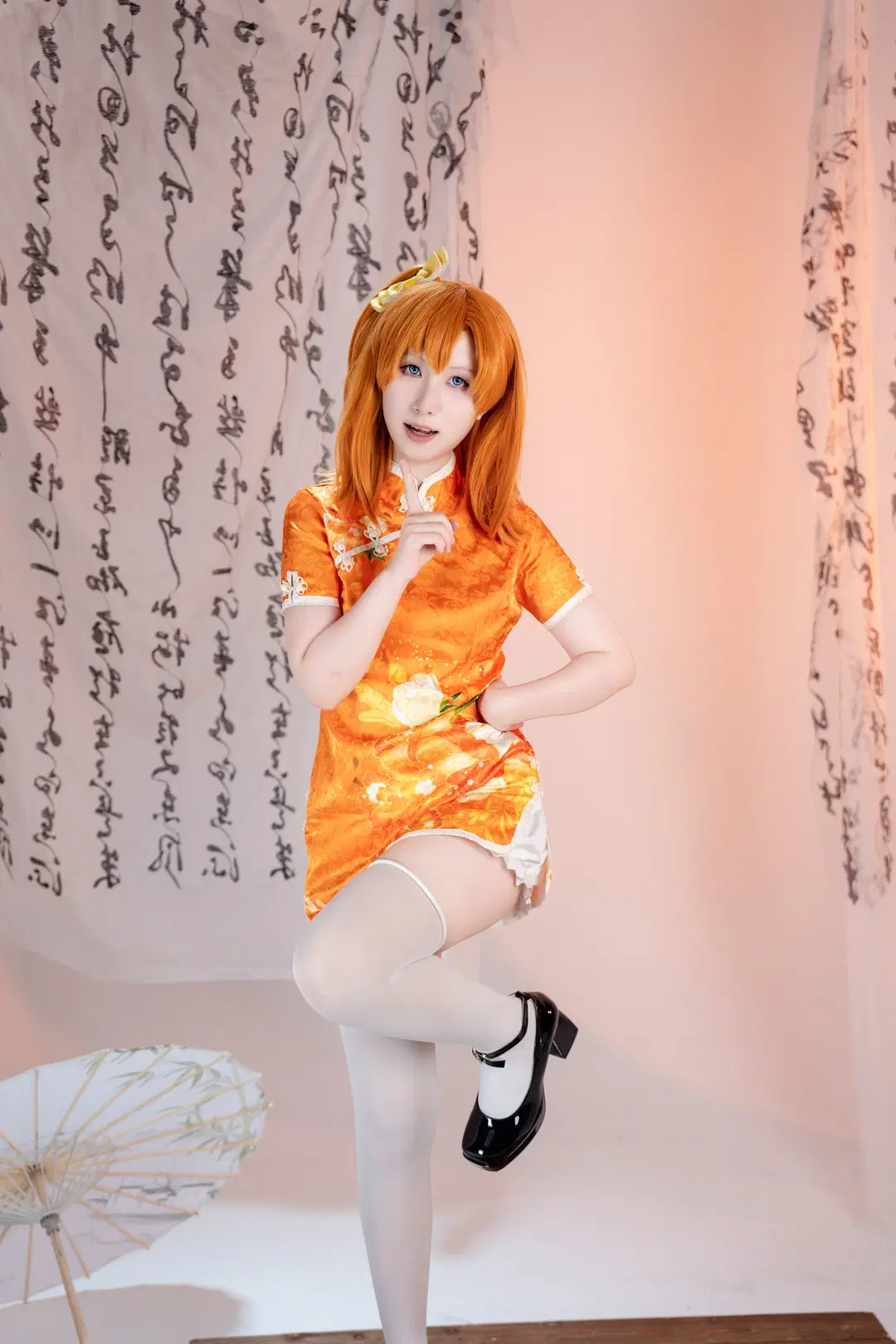 Summer cosplay, Love Live!, Honoka Kosaka cosplay, White stockings, cheongsam unawakened