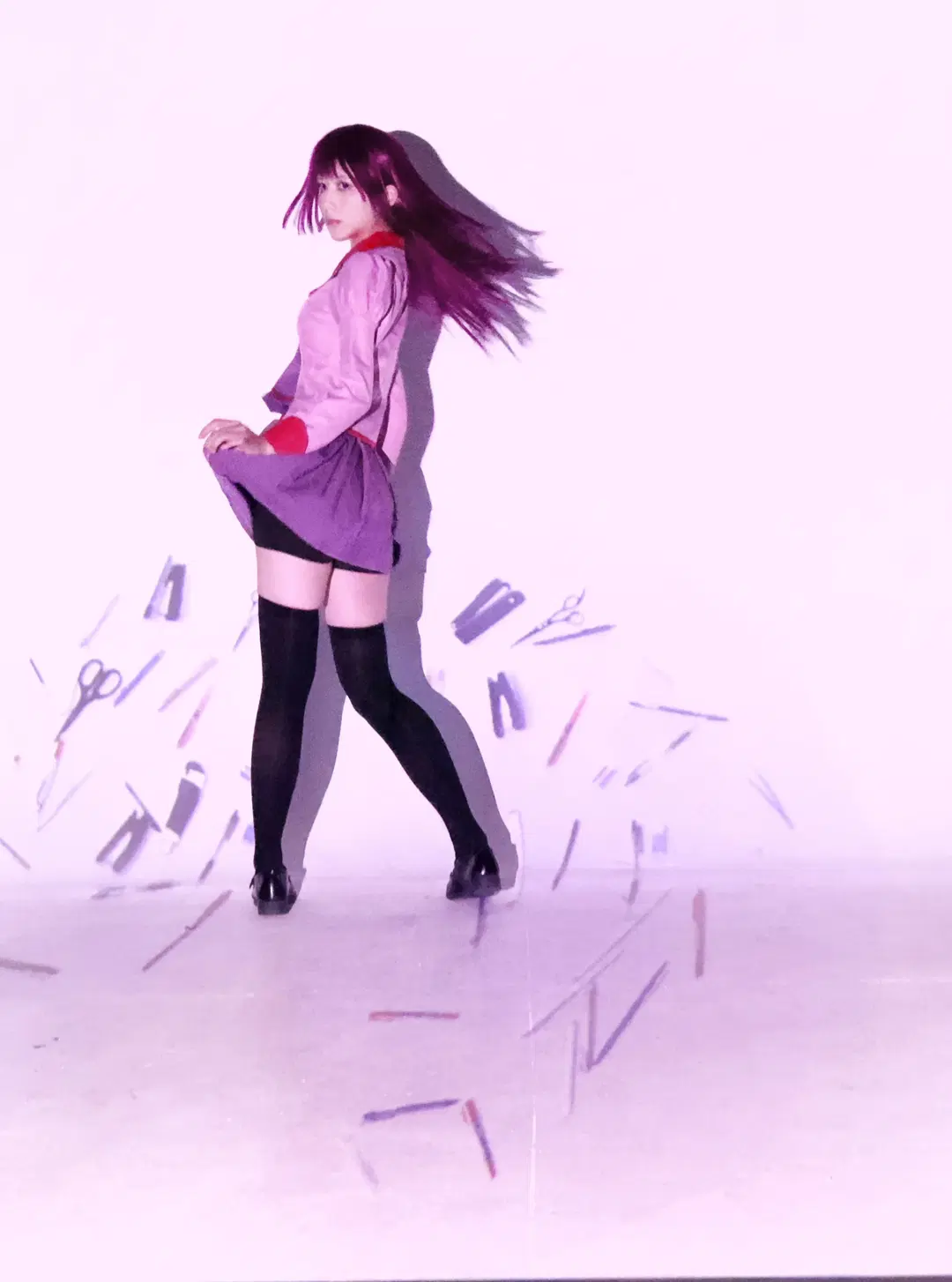 cosplay, 黑丝, 团片, 物语系列, 战场原黑仪cos