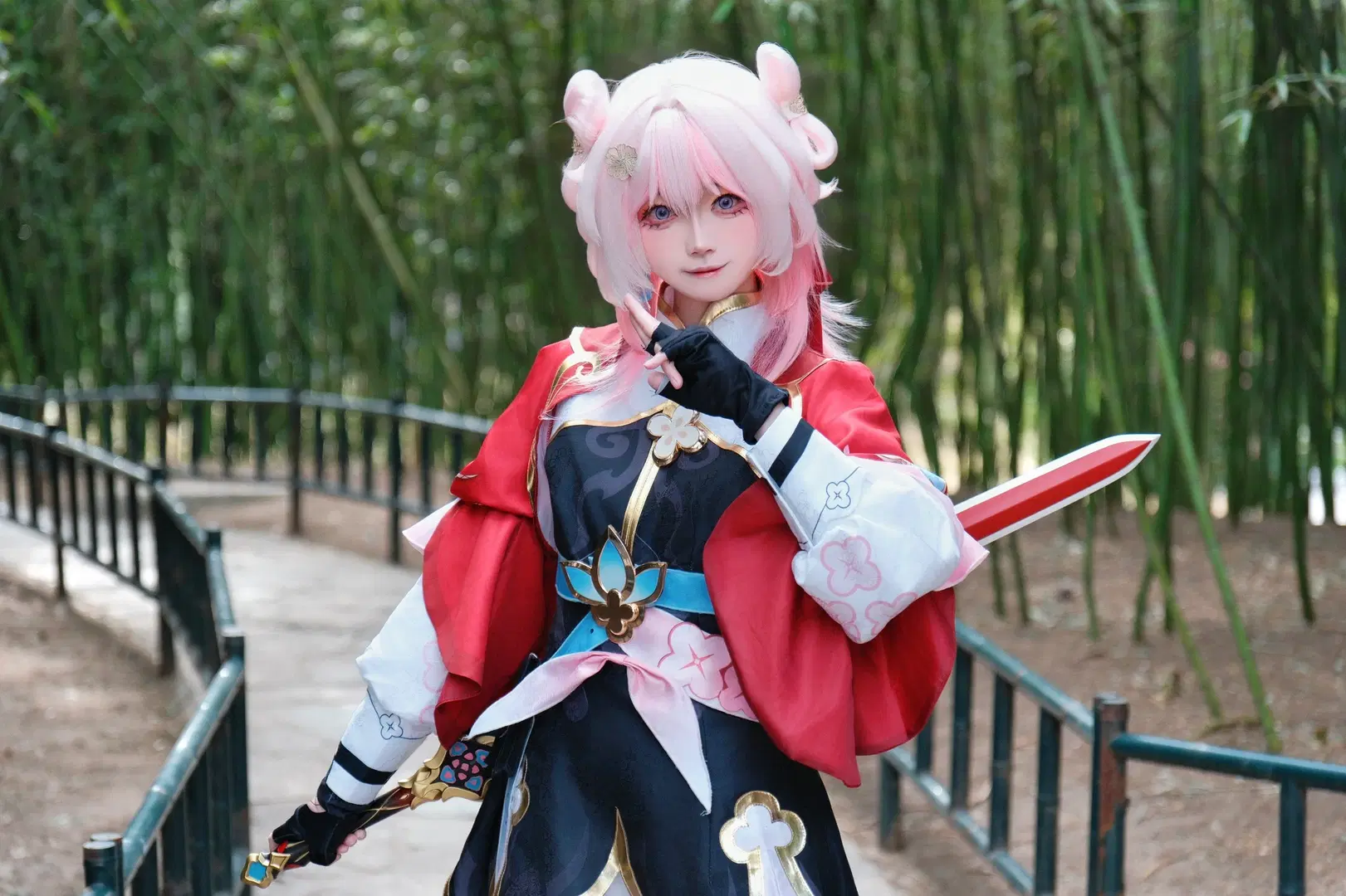 崩坏星穹铁道, 三月七cos, 国风cosplay, 竹林外景, 三月七巡猎