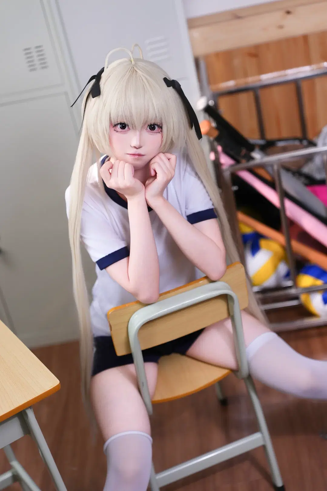 [Kasugano Sora cosplay] School Vibe with Gymnastics Uniform, White Stockings, and Twintails by 小兔乱撞 - Image 2