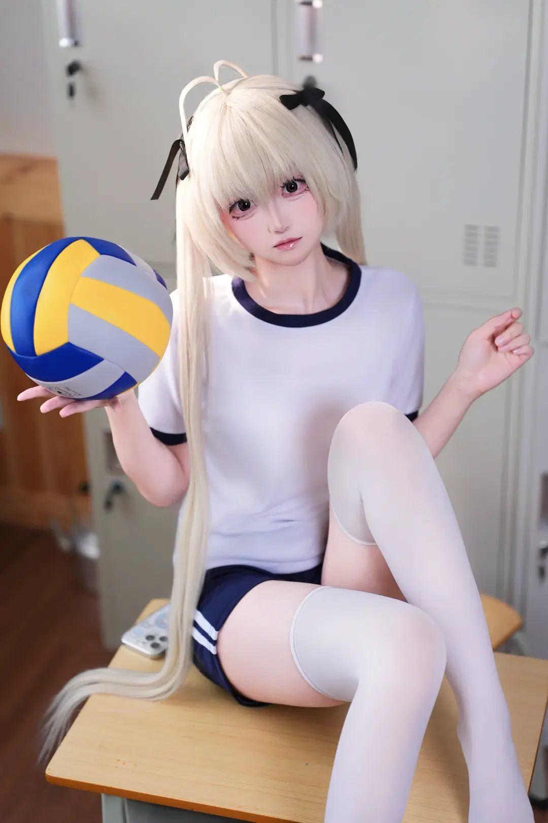 [Kasugano Sora cosplay] School Vibe with Gymnastics Uniform, White Stockings, and Twintails by 小兔乱撞 - Image 3