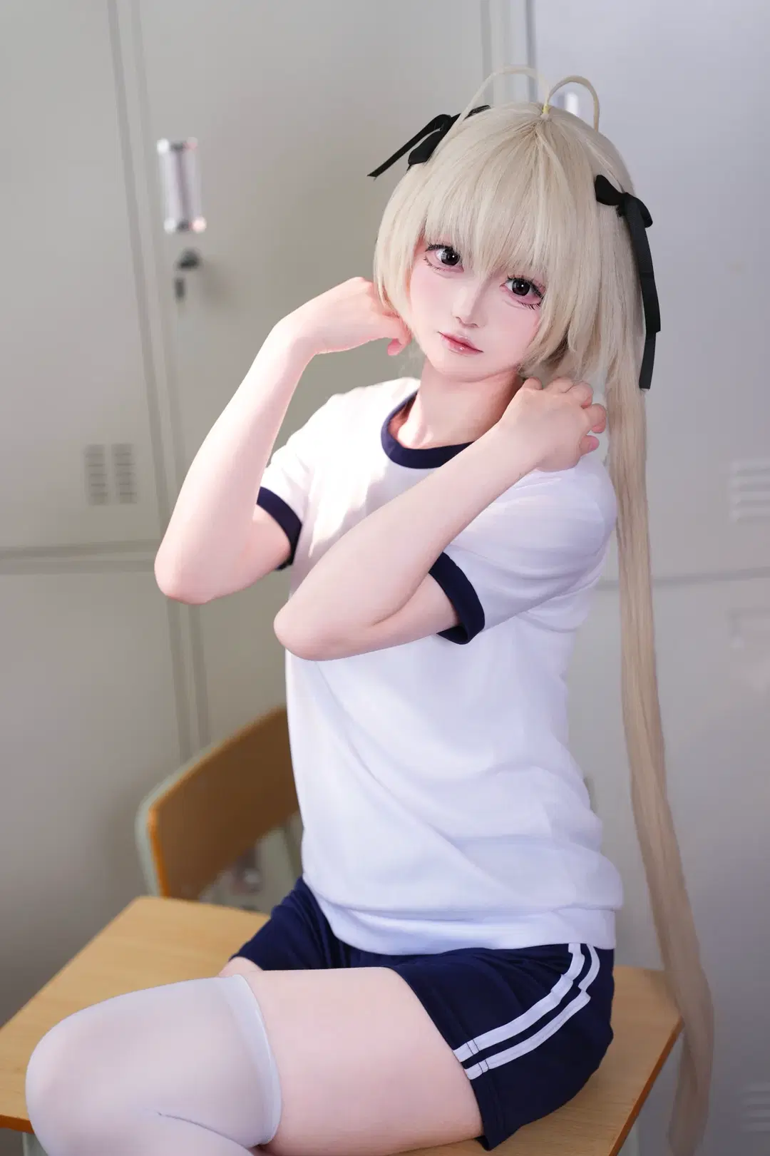 [Kasugano Sora cosplay] School Vibe with Gymnastics Uniform, White Stockings, and Twintails by 小兔乱撞 - Image 4