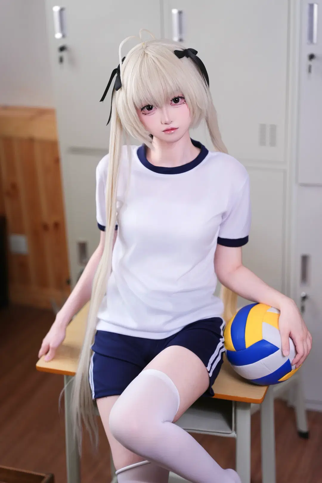 春日野穹cos, 白丝, 体操服, 双马尾, 排球