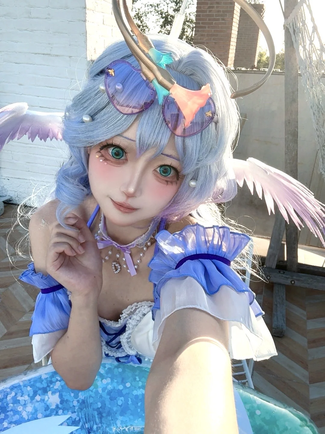 cosplay, 知更鸟cos, 三分妄想, 泳装小鸟, 露台拍摄