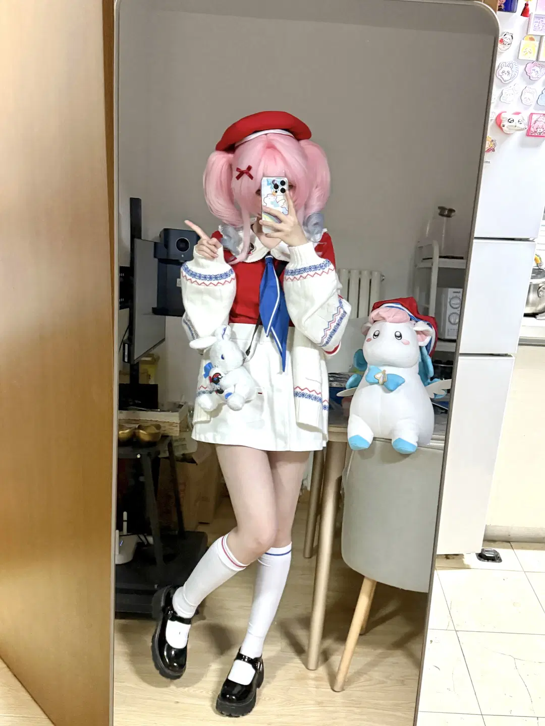 崩坏星穹铁道, 风堇cos, 对镜自拍, 白丝cos, 大白兔奶糖联名