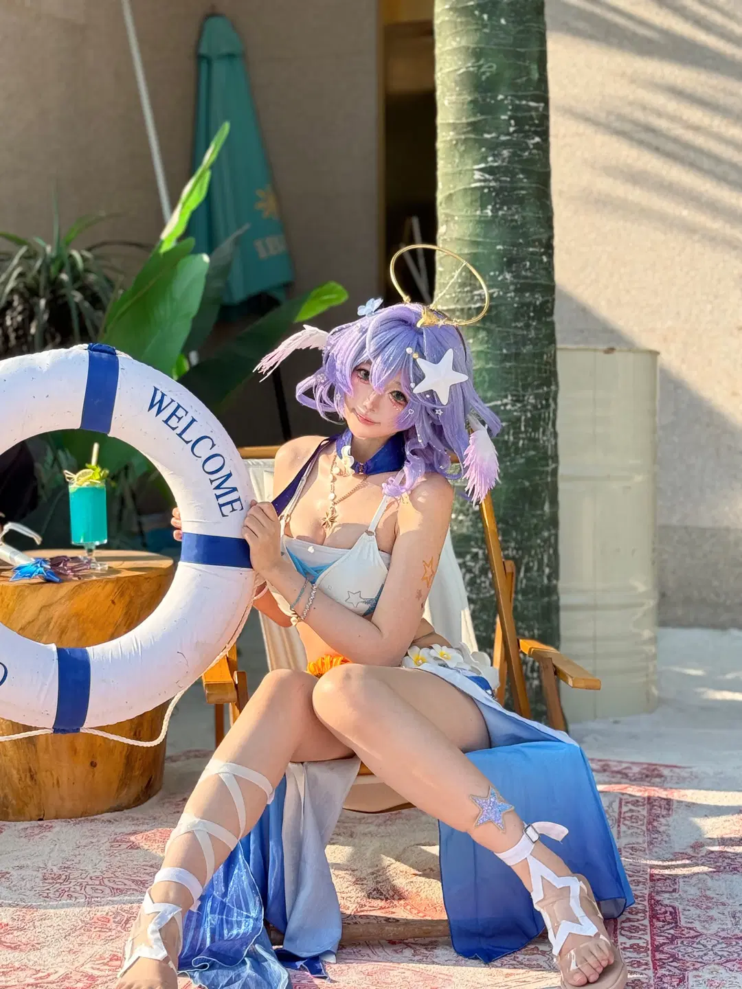 崩坏星穹铁道, 知更鸟cos, 二次元妆造, 夏日泳装cos, 知更鸟晴歌