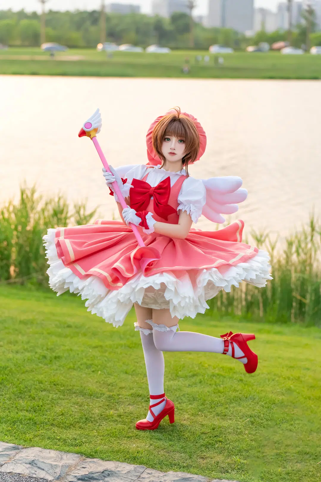 【木之本樱cos】魔卡少女樱草地逆光跳跃拍摄记录 - 轩叉子 - 第4张