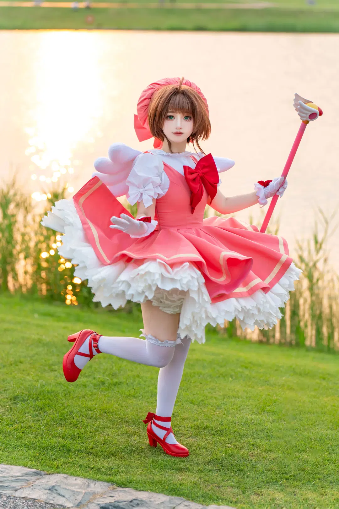 【木之本樱cos】魔卡少女樱草地逆光跳跃拍摄记录 - 轩叉子 - 第5张
