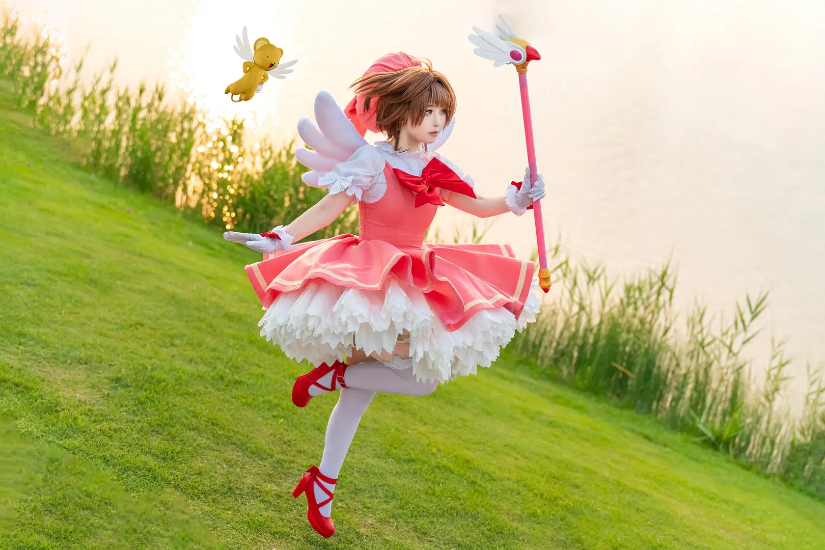 【木之本樱cos】魔卡少女樱草地逆光跳跃拍摄记录 - 轩叉子 - 第6张