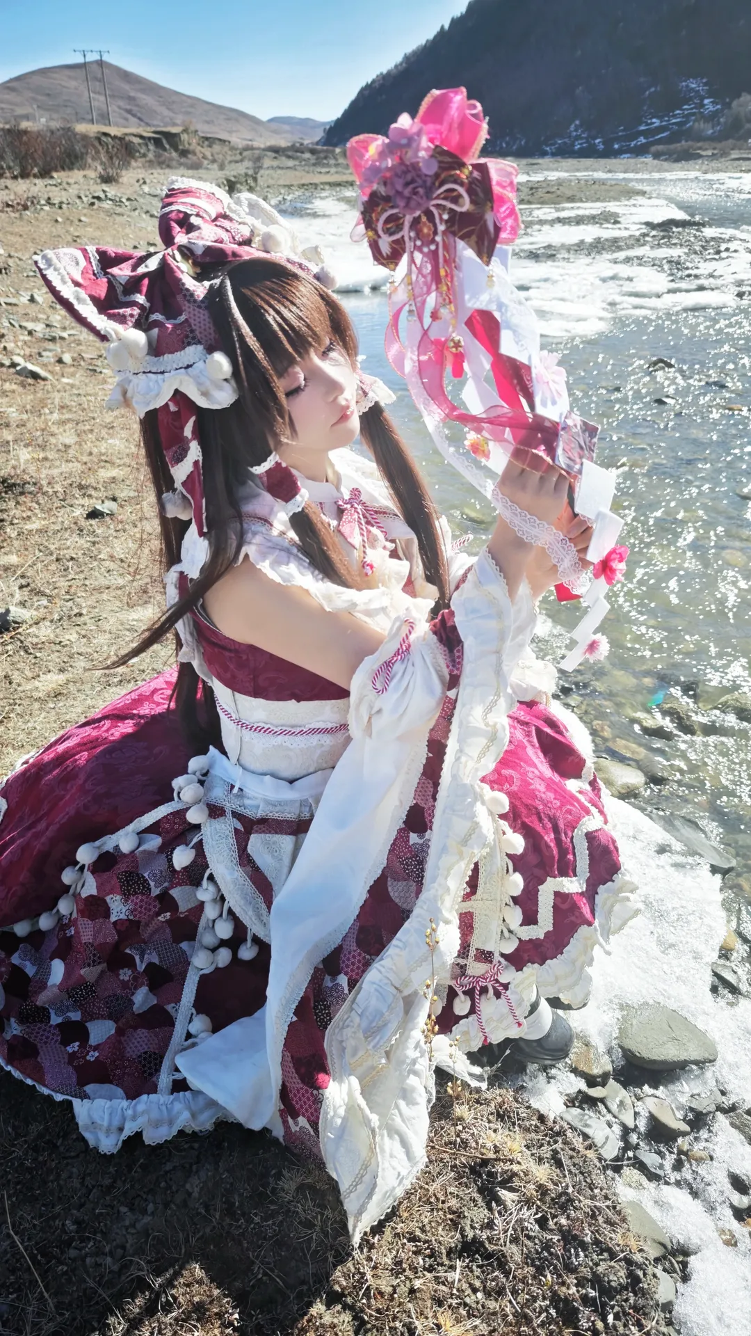 博麗霊夢コスプレ, 東方Project, 霧雨魔理沙 コスプレ, 雪景色コスプレ, ロングソックスコスプレ - 1枚目