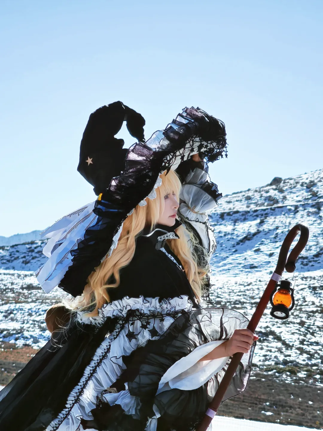 博麗霊夢コスプレ, 東方Project, 霧雨魔理沙 コスプレ, 雪景色コスプレ, ロングソックスコスプレ - 2枚目
