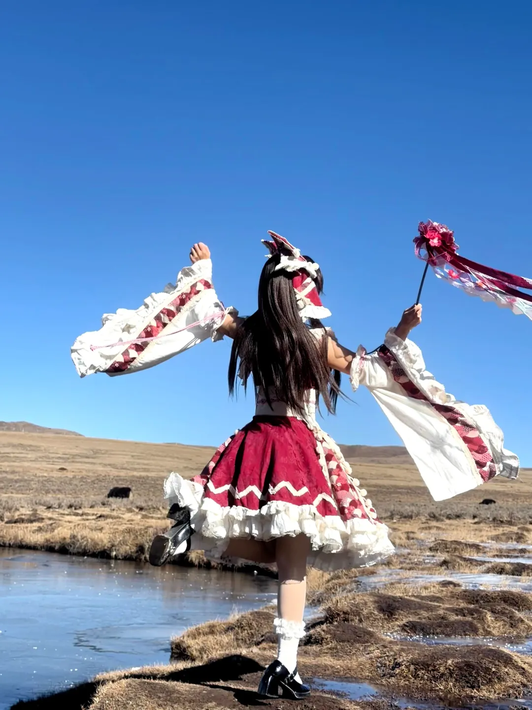 博丽灵梦cos, 东方project, 雾雨魔理沙cos, 雪景cos, 长筒袜cos