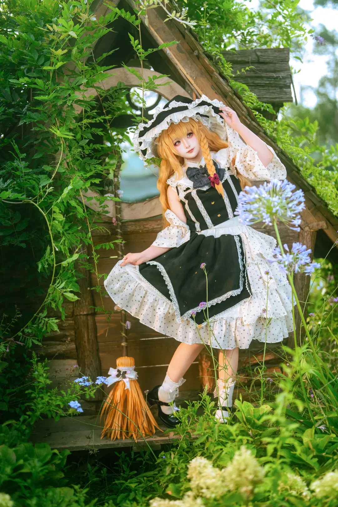 Touhou Project, Outdoor shoot, Marisa Kirisame cosplay, Lolita outfit, Forest of Magic