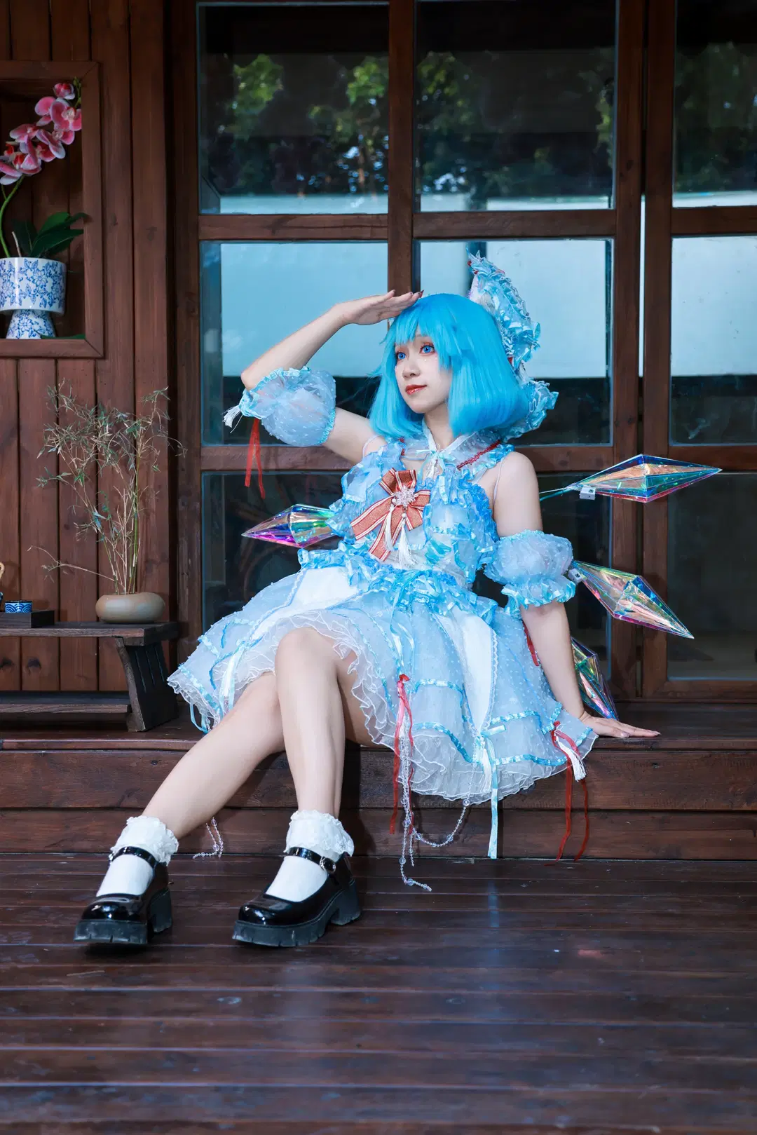 【チルノコスプレ】『東方Project』氷の妖精が佇む庭園ポートレート - 莜子YOKO - 16枚目