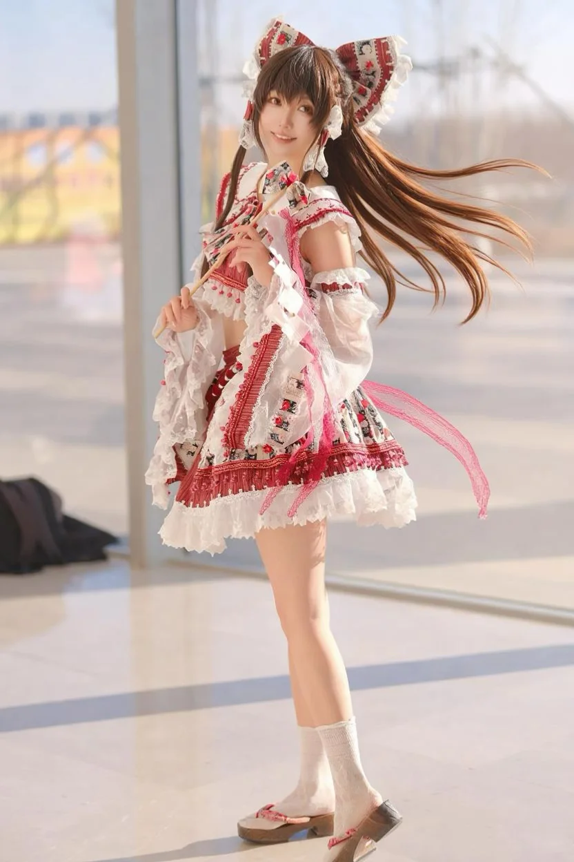 cosplay, 东方project, 东方project cos, AI修图, 红白巫女风