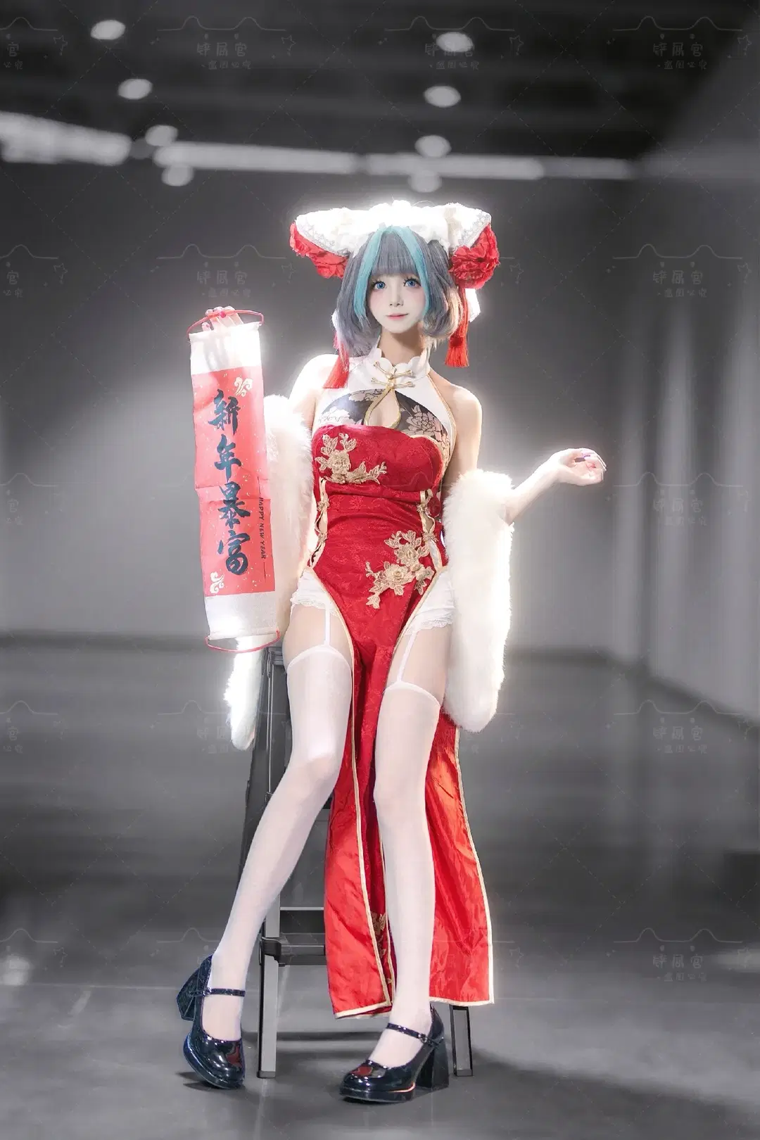 柴郡cos, 碧蓝航线, 白丝, 厦门漫展, 新年旗袍cos