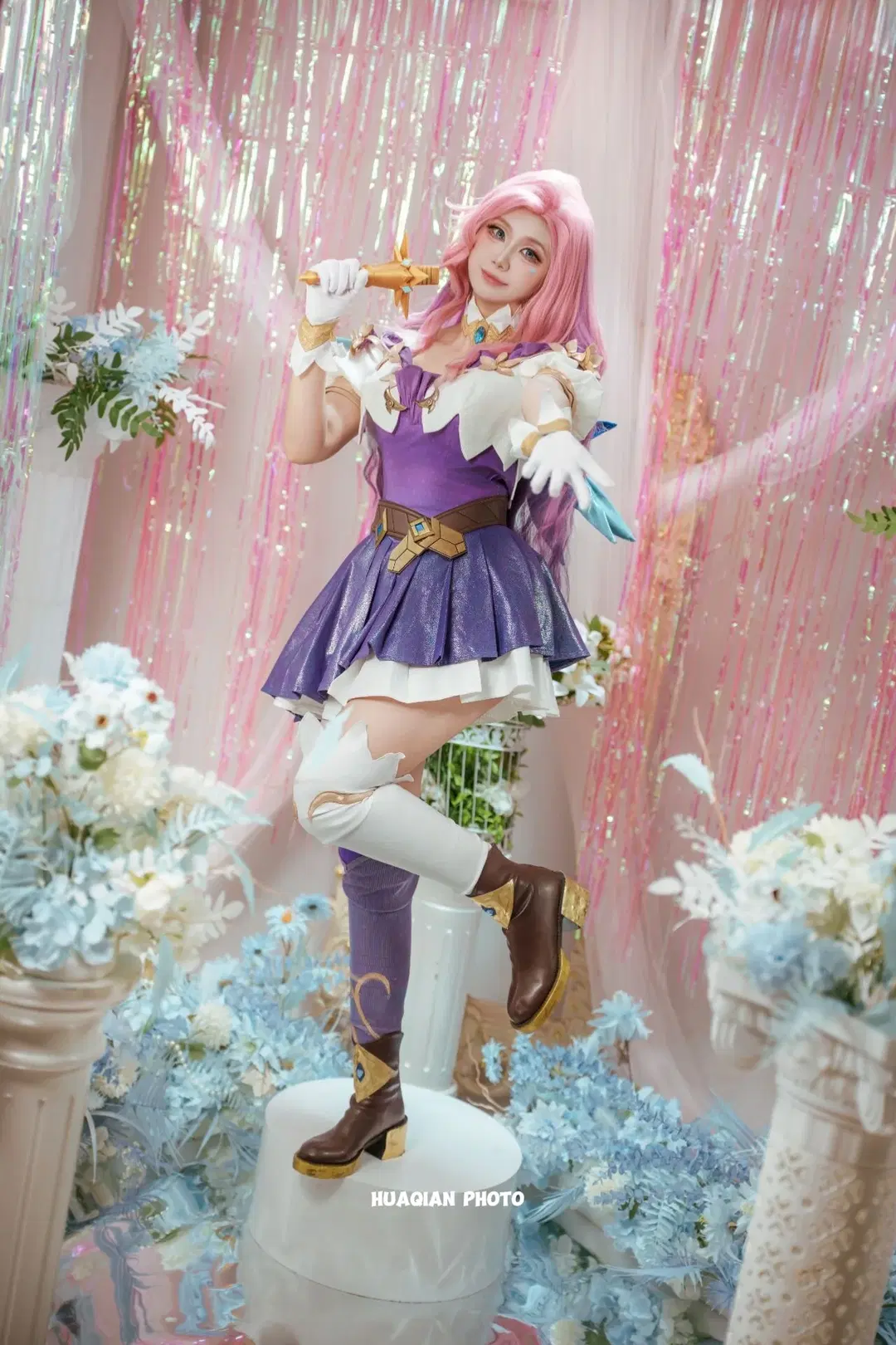 リーグ・オブ・レジェンド, セラフィーン コスプレ, オーバーニーソックス, アイドル歌手, ピンクパープルグラデーション