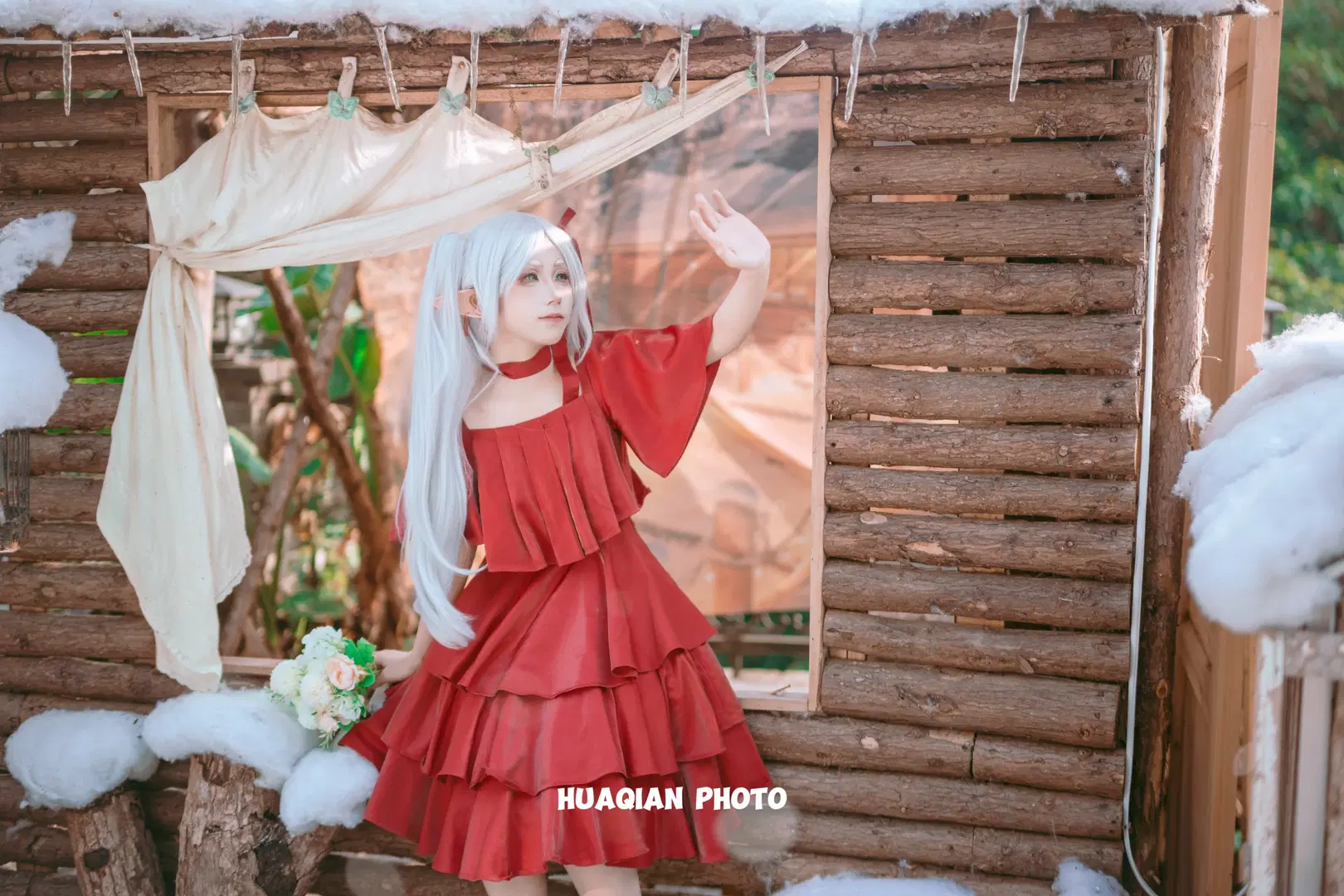 【フリーレン コスプレ】赤いドレスと杖が紡ぐ冬の魔法使い - 花签_（不敢回私信求看主页版 - 3枚目
