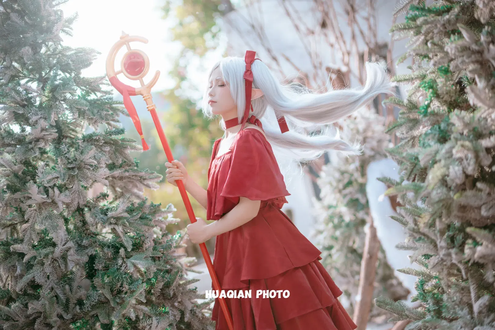 【フリーレン コスプレ】赤いドレスと杖が紡ぐ冬の魔法使い - 花签_（不敢回私信求看主页版 - 8枚目