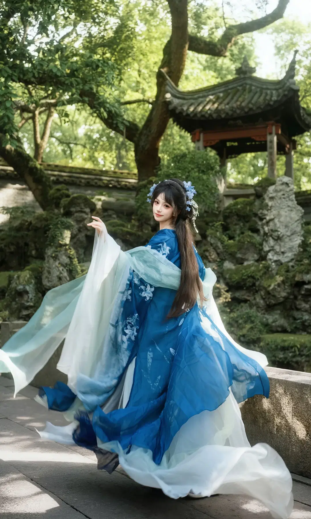 在宁波园林里拍到了绝美的蓝白渐变汉服 - 七奈Nanako - 第7张