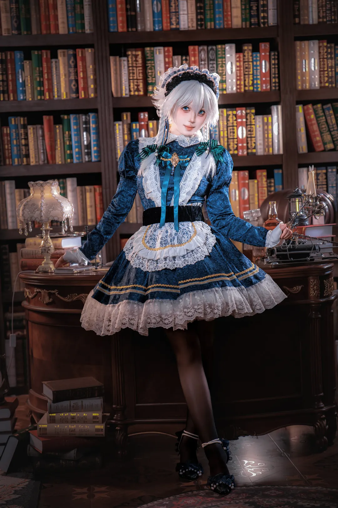 东方project, 洛丽塔, 十六夜咲夜cos, 黑丝, 复古书房