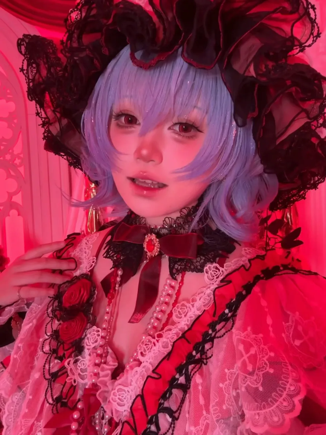 东方project, 蕾米莉亚cos, 二次元cosplay, 黑丝, 哥特洛丽塔 - 第1张
