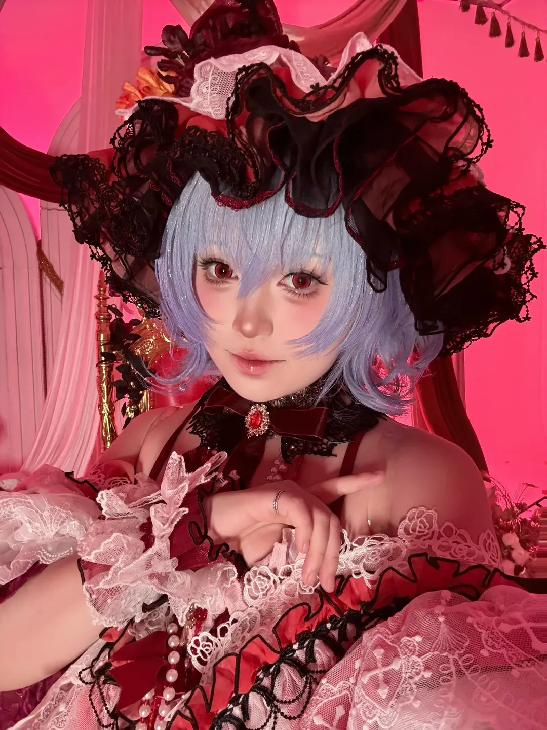 东方project, 蕾米莉亚cos, 二次元cosplay, 黑丝, 哥特洛丽塔 - 第2张