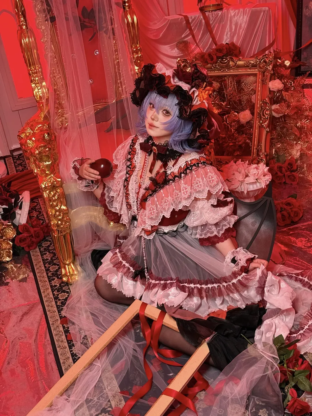 东方project, 蕾米莉亚cos, 二次元cosplay, 黑丝, 哥特洛丽塔 - 第4张
