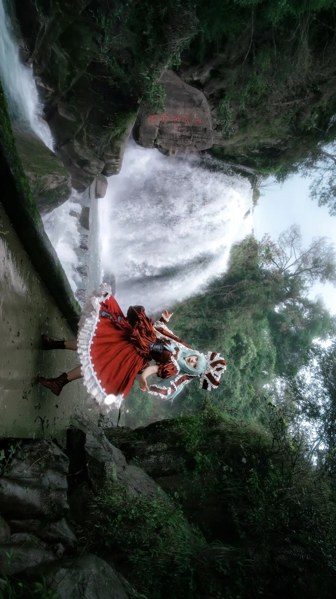 【鍵山雛cos】東方project 瀑布實景拍攝，水流湍急的極限10分鐘 - 寻灯 - 第2張