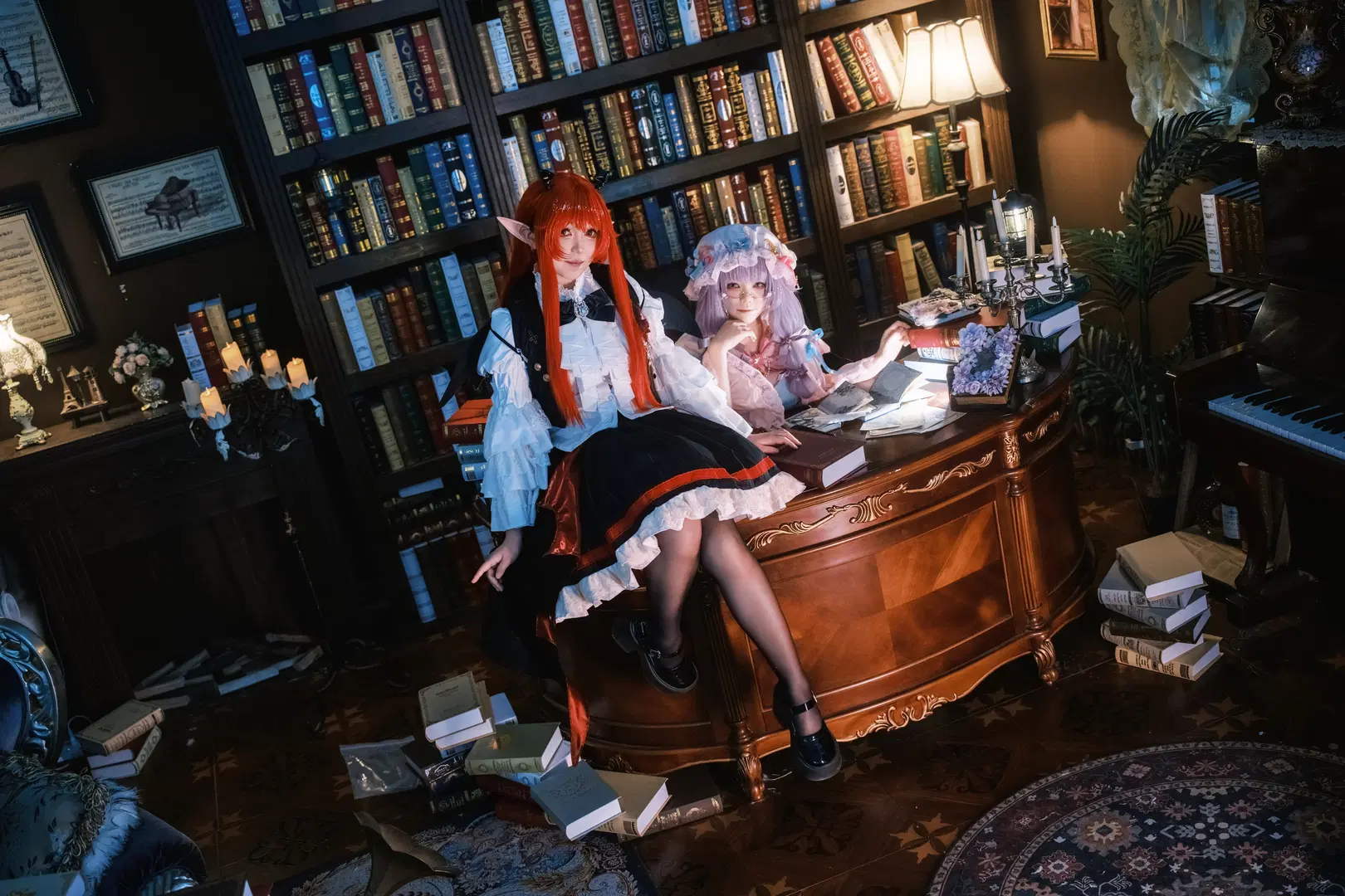 东方Project, 帕秋莉cos, 小恶魔cos, 图书馆cos, 丝袜