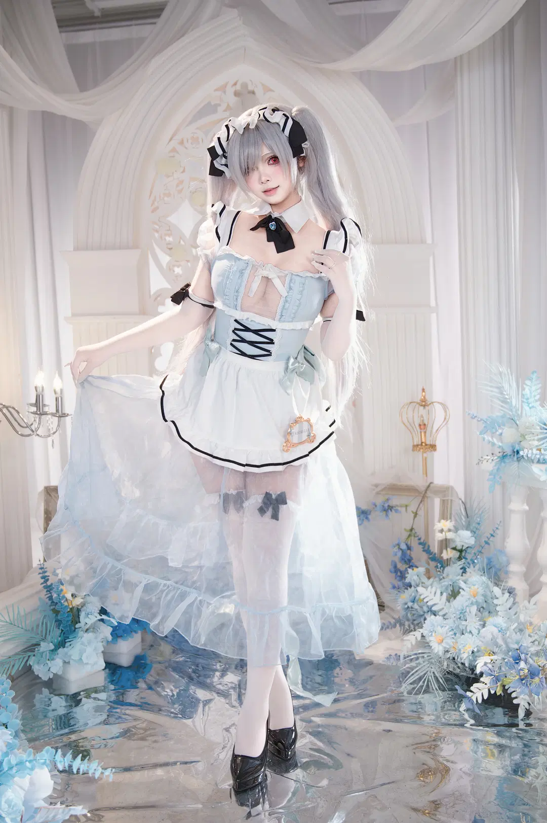 二次元摄影, 女仆装, 灰姑娘cos, NIKKE, 白丝