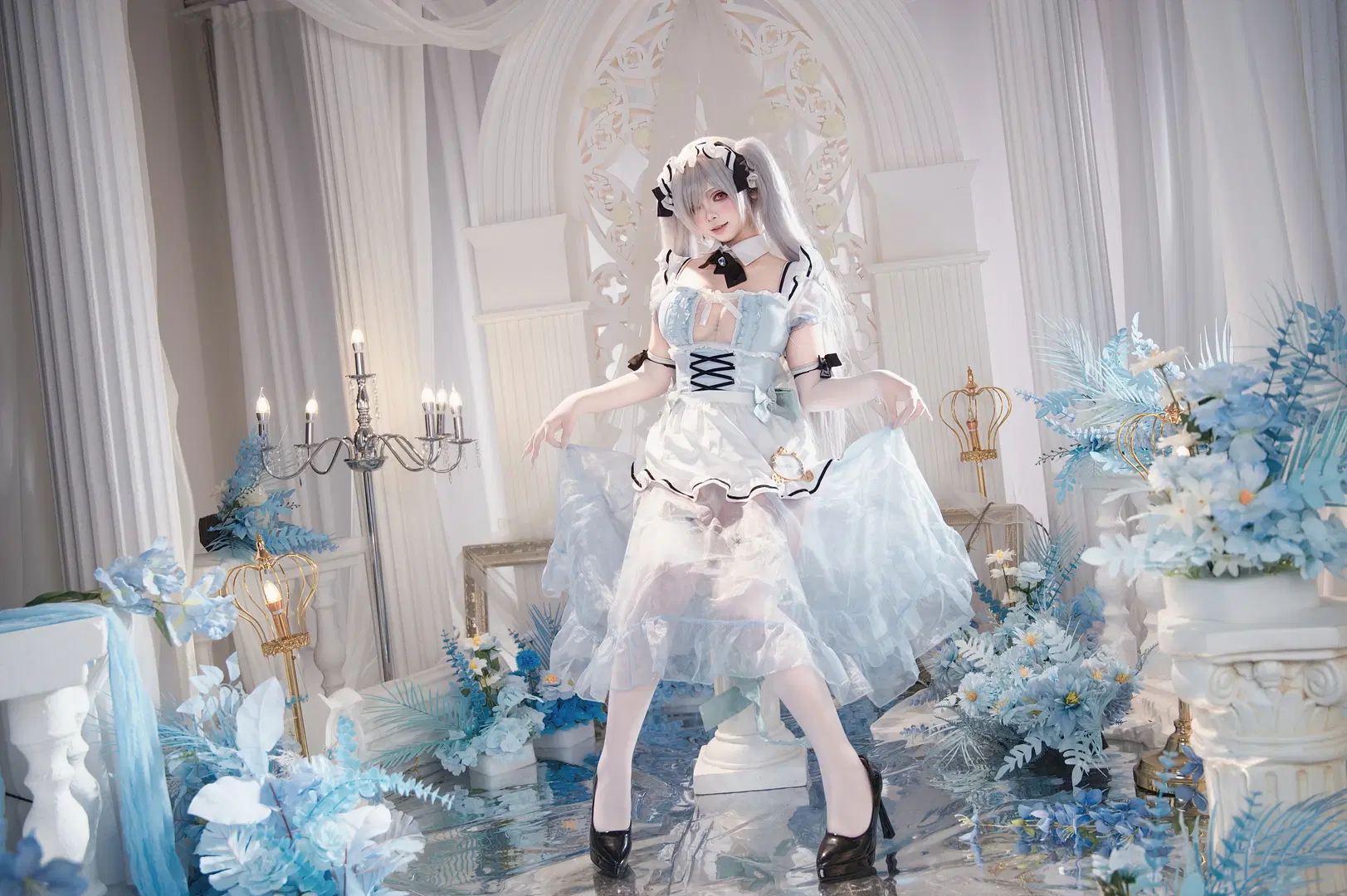 cos正片, 女仆装, 灰姑娘cos, 白丝, nikke