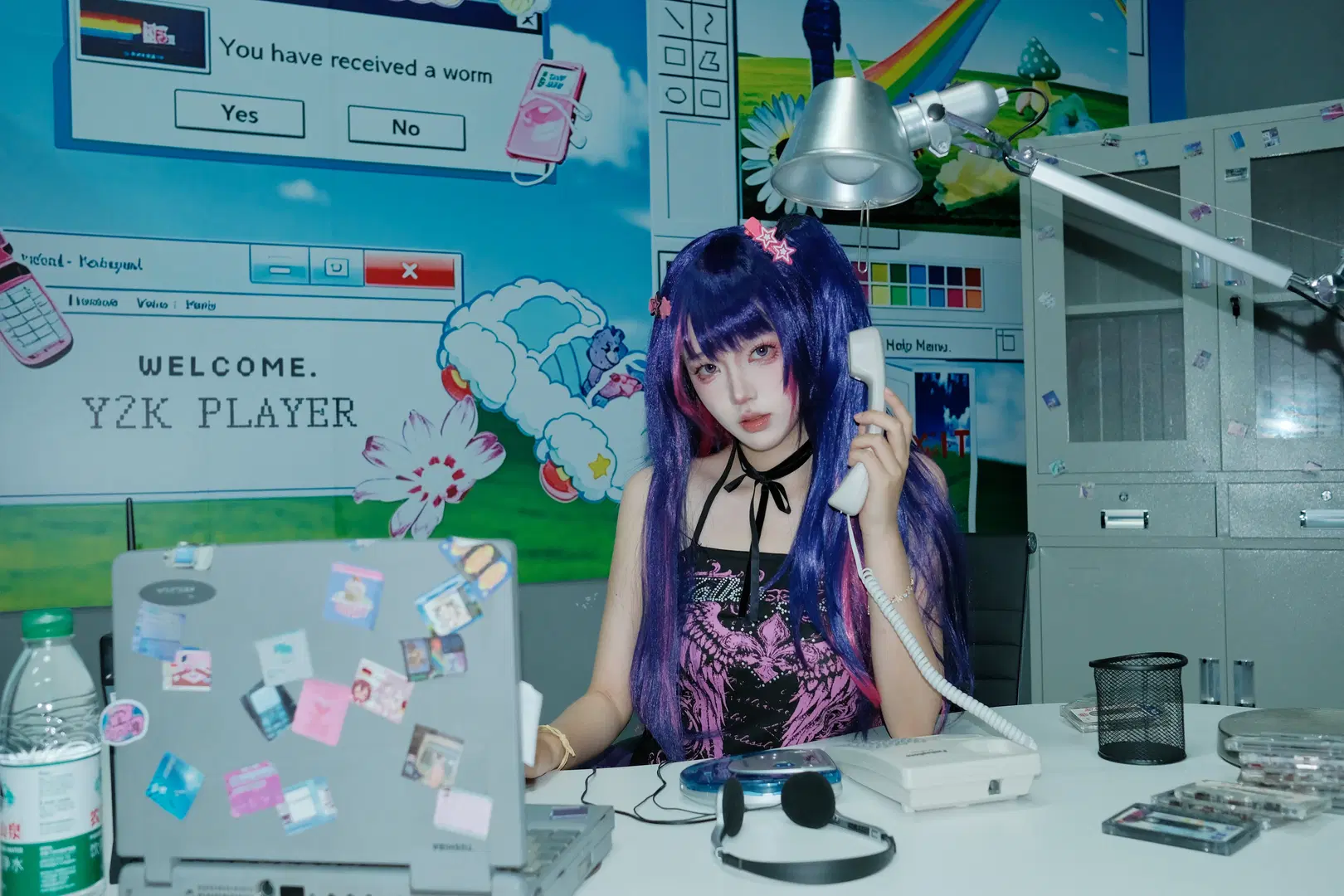 [Ai Hoshino cosplay] Y2K Gamer Retro Style: Checking In at the Pink Telephone Booth by 舍予三金 - Image 5