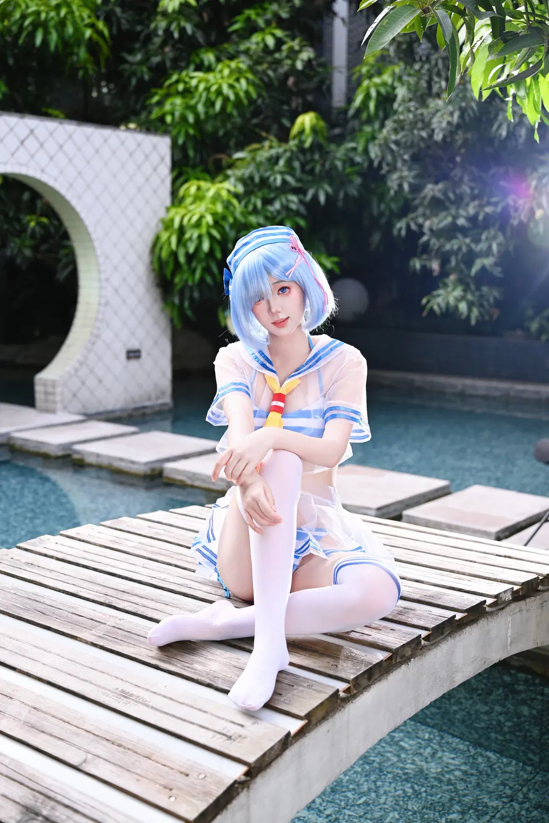 【蕾姆cos】清凉泳池边的夏日拍摄 - 舍予三金 - 第3张