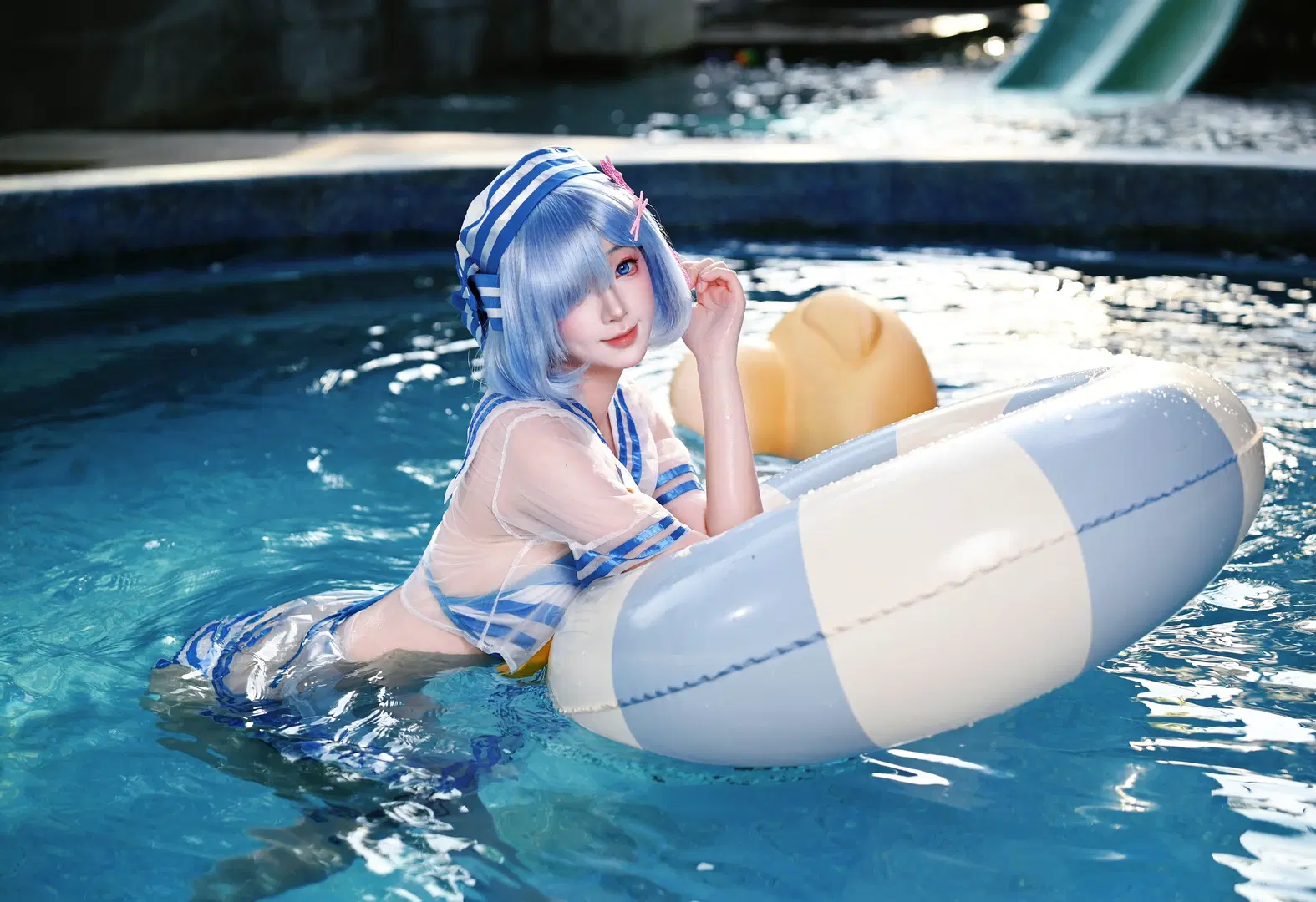 【蕾姆cos】泳池里的水花与夏日清凉 - 舍予三金 - 第3张