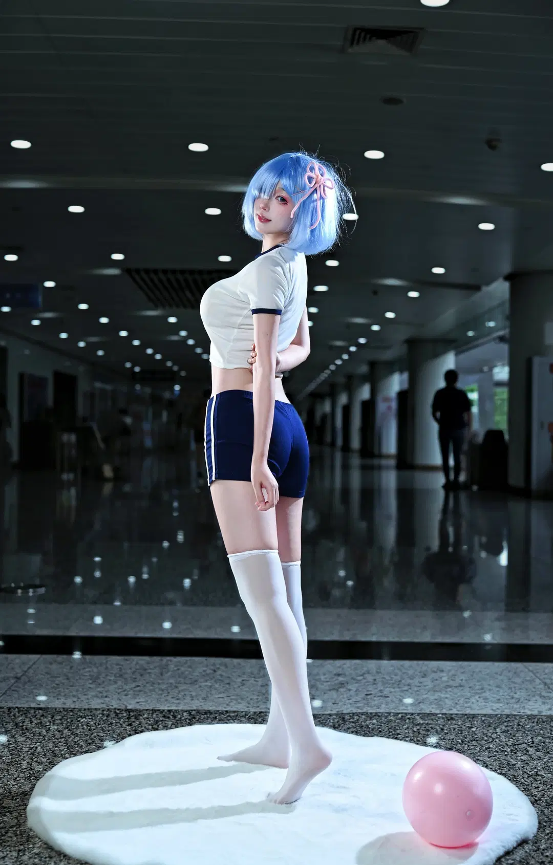 Convention photo, Re:ZERO -Starting Life in Another World-, Rem cosplay, White over-the-knee socks, Gym uniform Rem