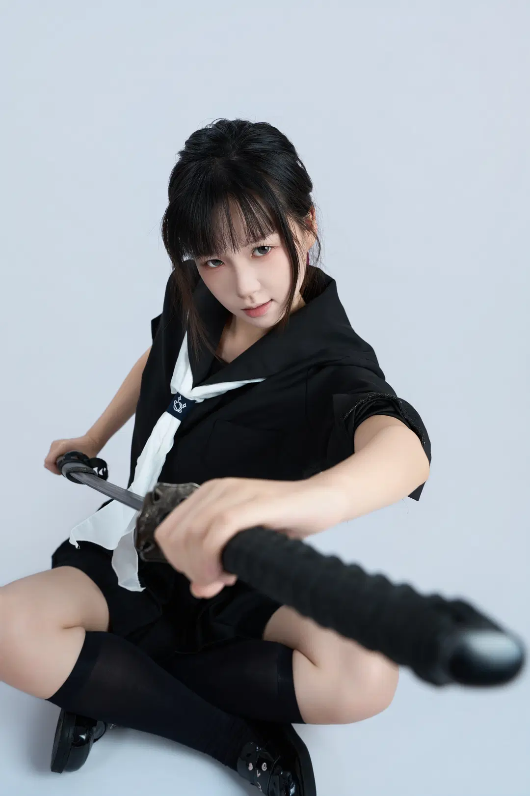 黑水手服劍道少女 速寫姿勢參考 - 舍予三金 - 第10張
