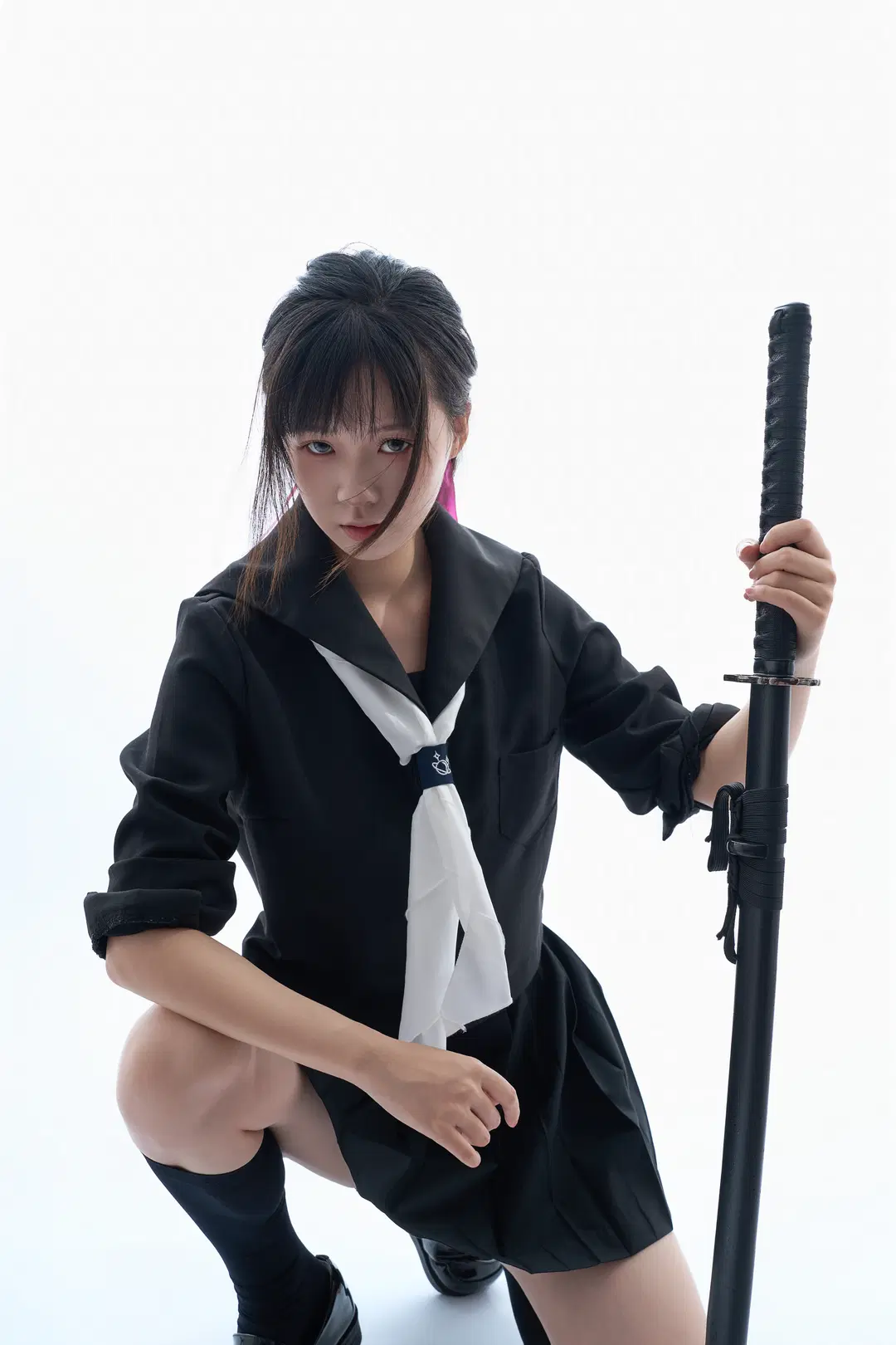 黑水手服劍道少女 速寫姿勢參考 - 舍予三金 - 第3張