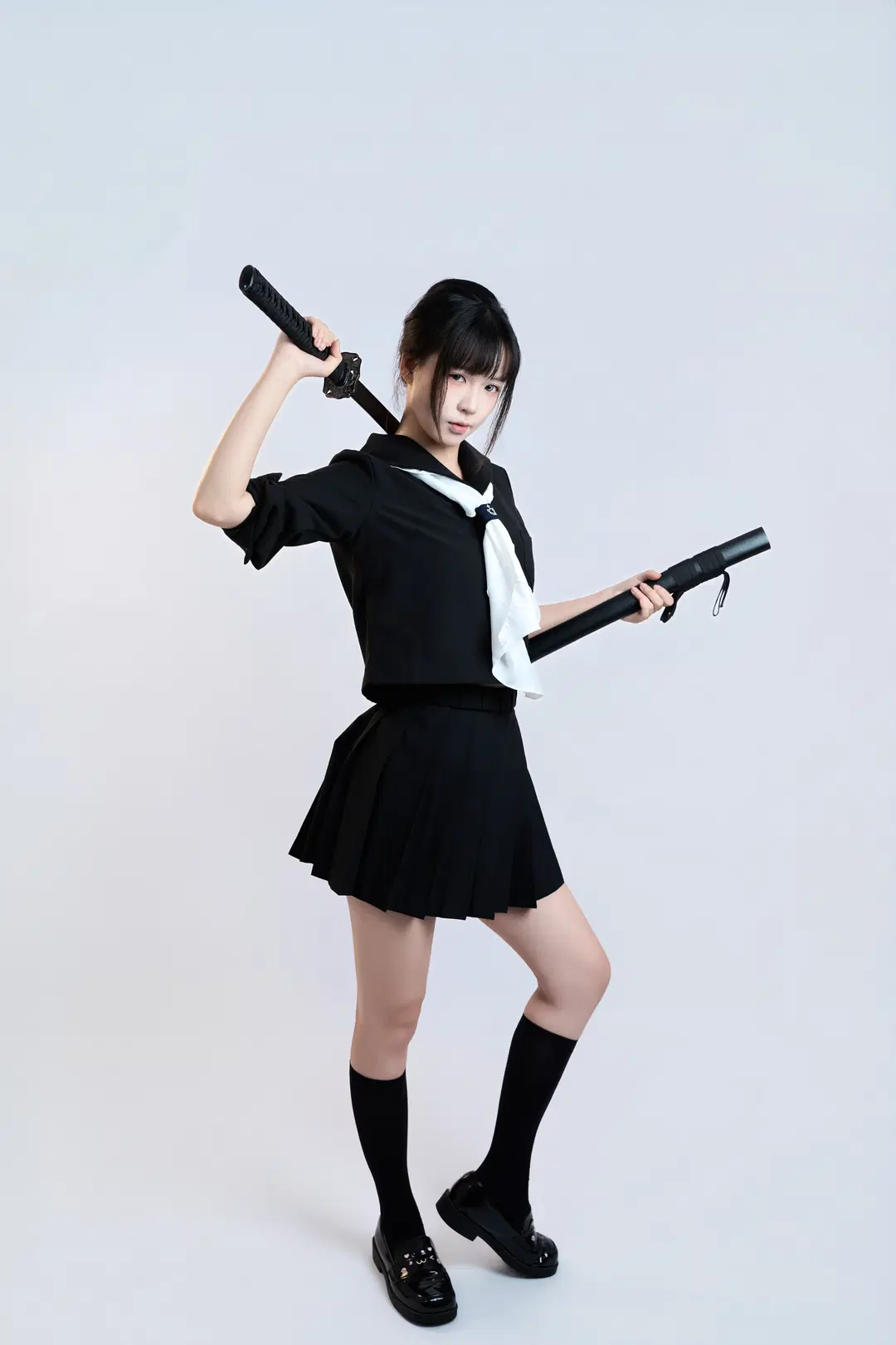 黑水手服劍道少女 速寫姿勢參考 - 舍予三金 - 第6張