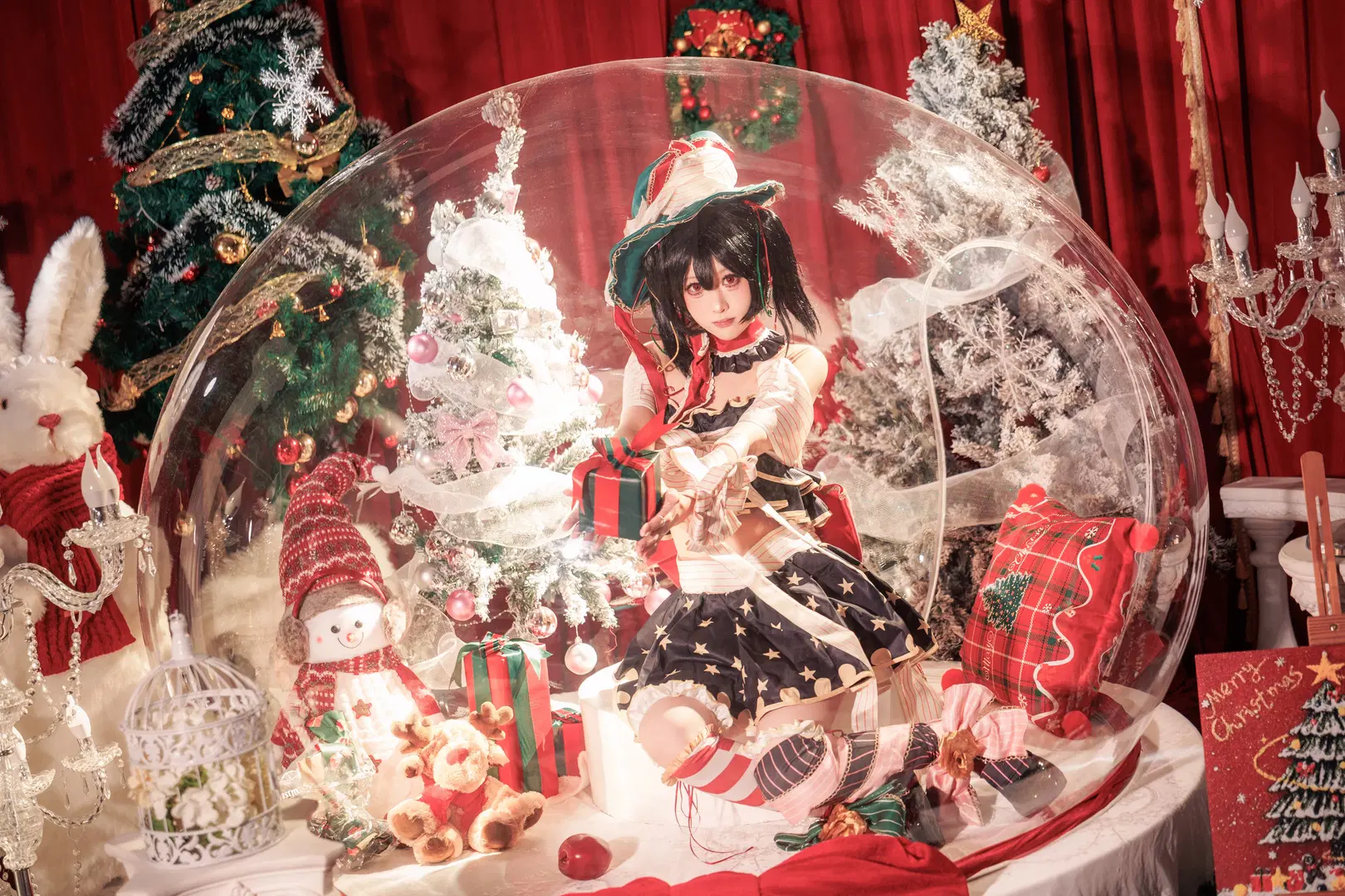 スタジオ撮影, クリスマステーマ コスプレ, ラブライブ！, 矢澤にこ コスプレ, ストライプタイツ