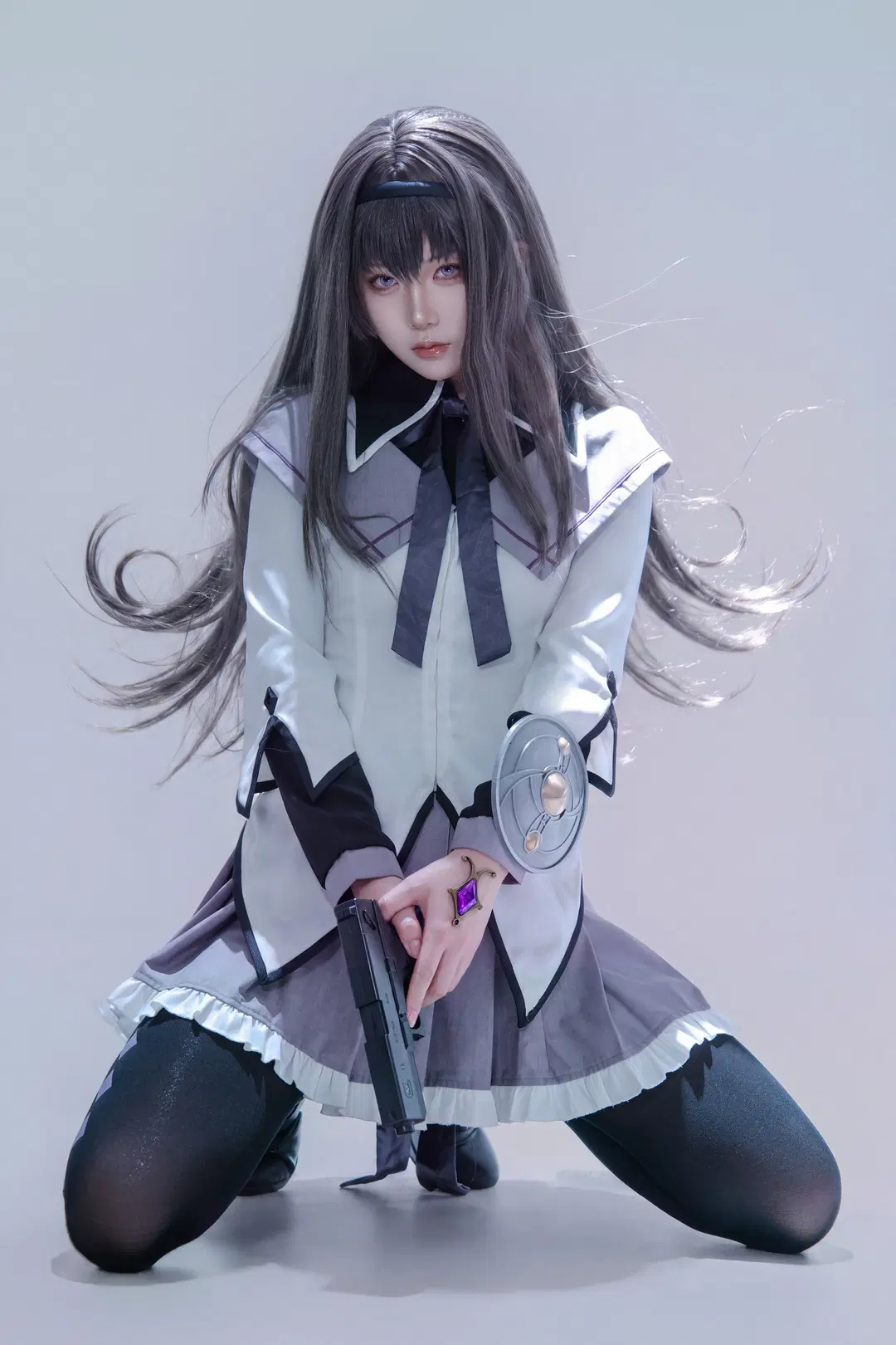 二次元, 魔法少女まどか☆マギカ, 制服, 黒ストッキング, 暁美ほむらコスプレ