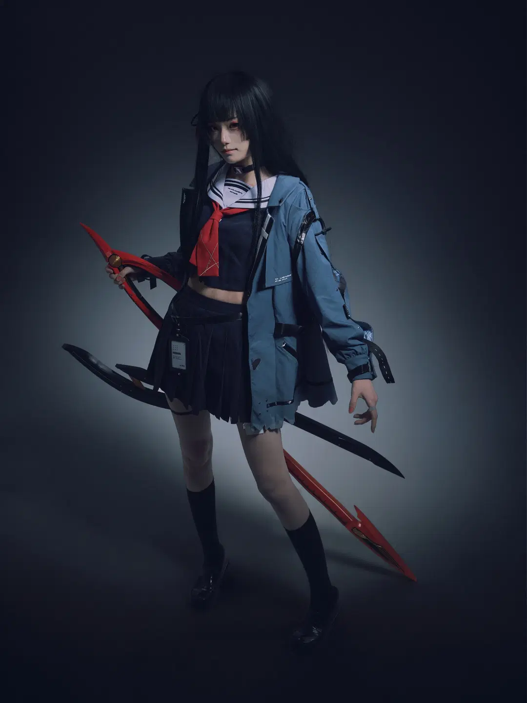 【千咲 コスプレ】鳴潮・千咲、白ホリ巨大武器JKのバトル感全開 - 秋风今天不修图 - 2枚目