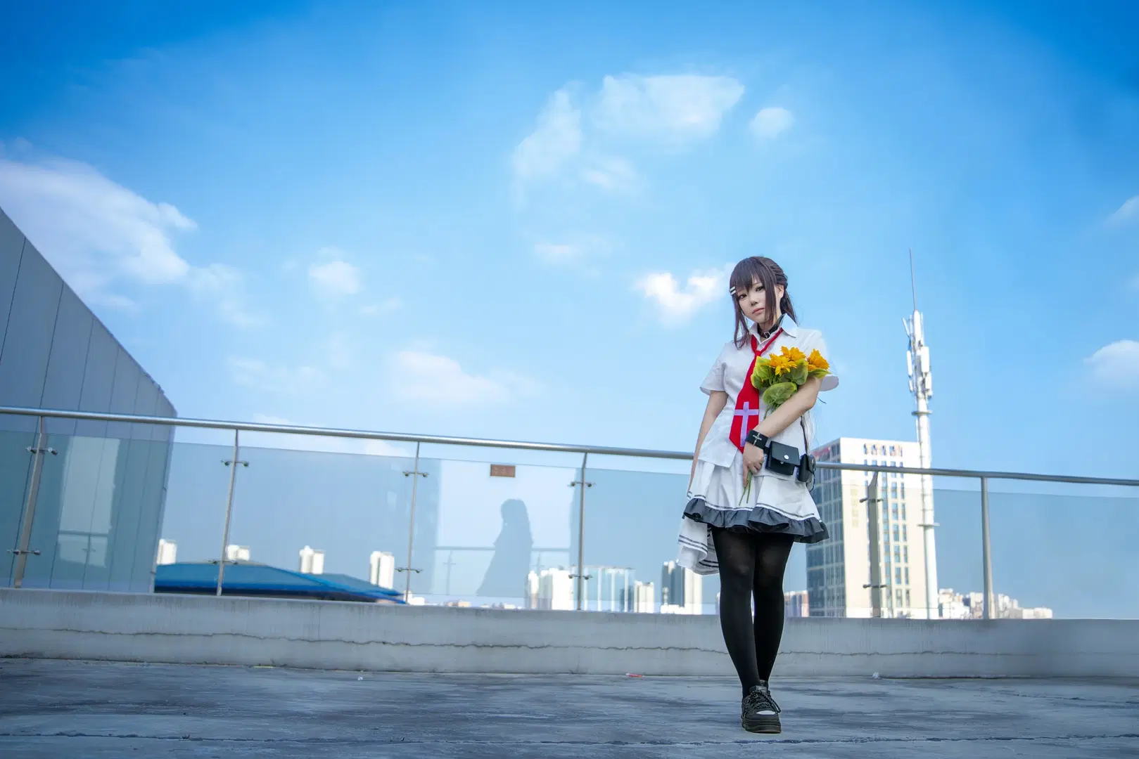 【水上由岐 コスプレ】『素晴らしき日々 ～不連続存在～』屋上の向日葵と微風、屋上撮影 - 酒精灯Kana - 6枚目