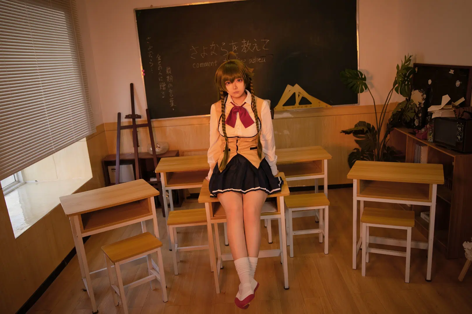 教室コスプレ, 白ストッキング, 巣鴨睦月コスプレ, さよならを教えて, 毒電波