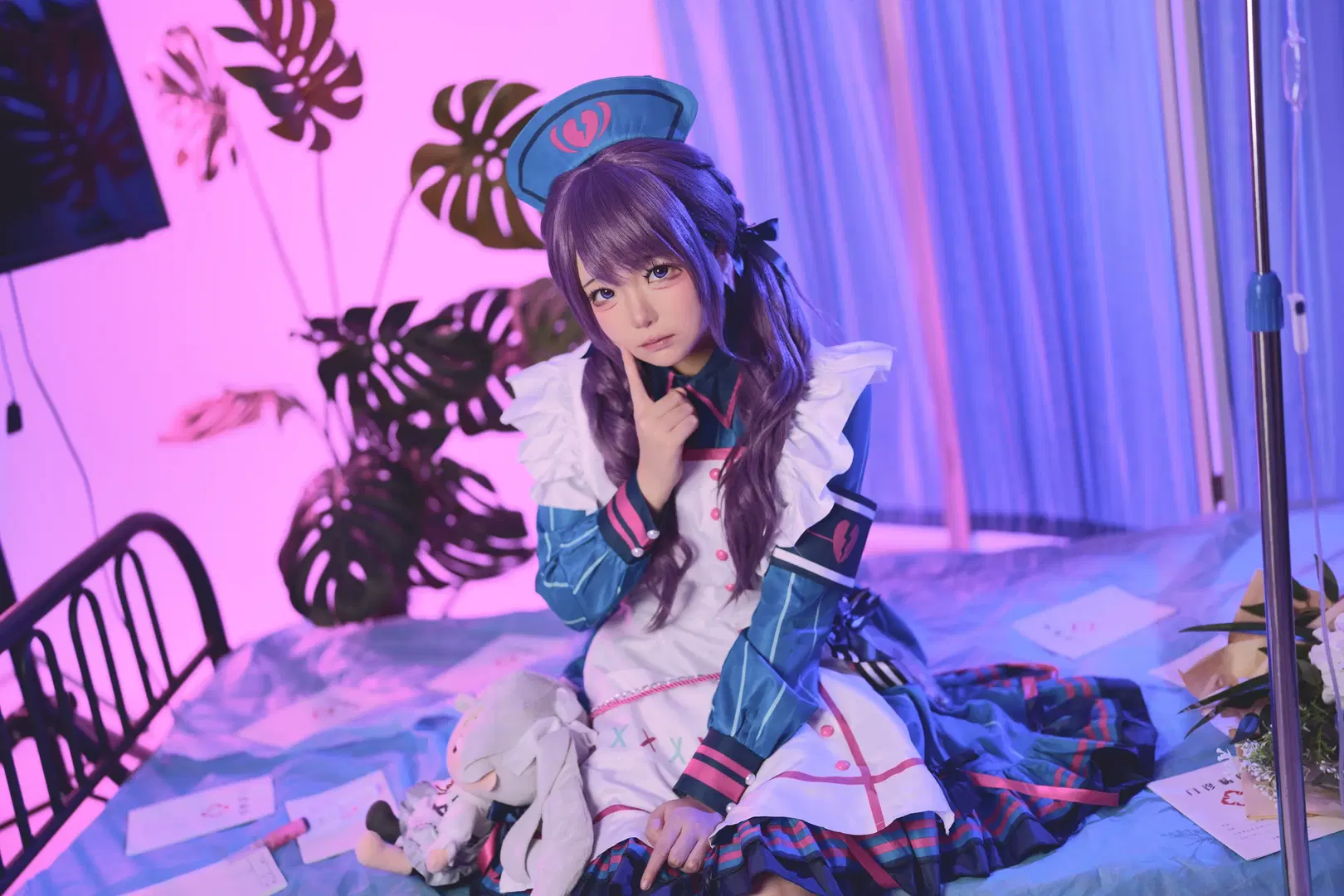 White stockings, Project Sekai, Asahina Mafuyu cosplay, Nurse cosplay, Test of courage