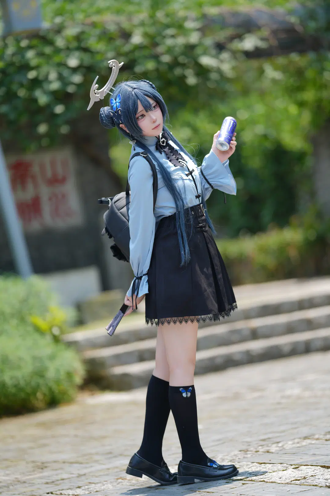 【龍華妃咲cos】蔚藍檔案私設制服與摺扇的戶外記錄 - 酒精灯Kana - 第4張