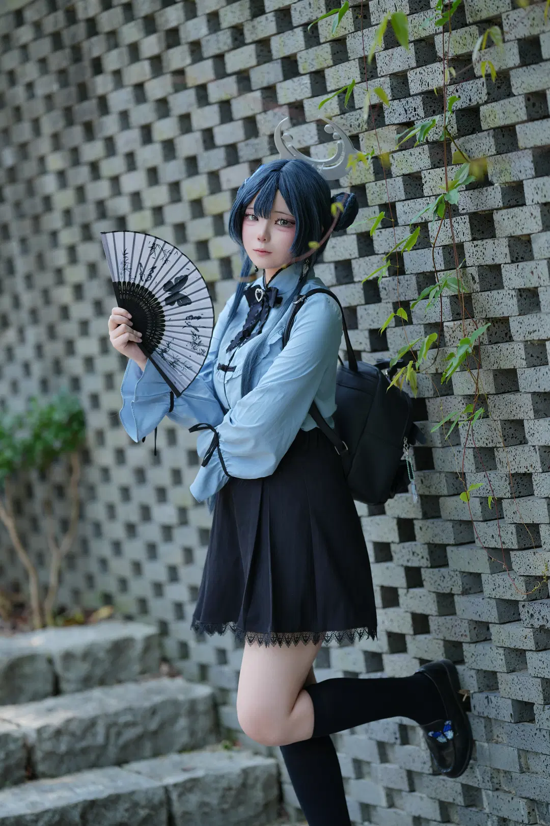 【龍華妃咲cos】蔚藍檔案私設制服與摺扇的戶外記錄 - 酒精灯Kana - 第6張